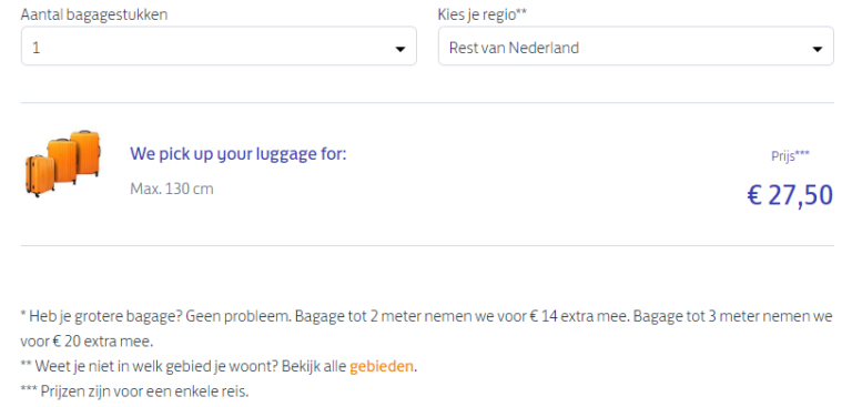 PostNL prijzen bagageservice