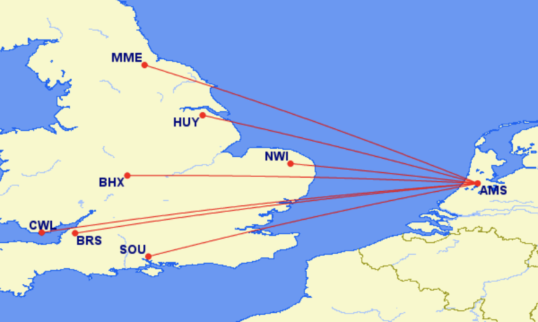 Britse KLM bestemmingen waar BA niet vliegt