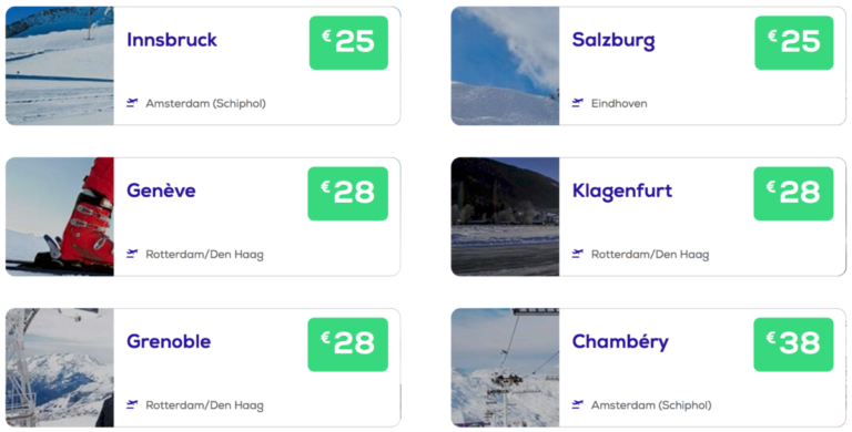 Liever met wintersport? Deze bestemmingen boek je vanaf €25 (Bron: Transavia)