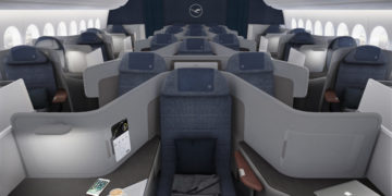 Business Class cabine in de Boeing 777-9 van Lufthansa (Bron: Lufthansa Group)