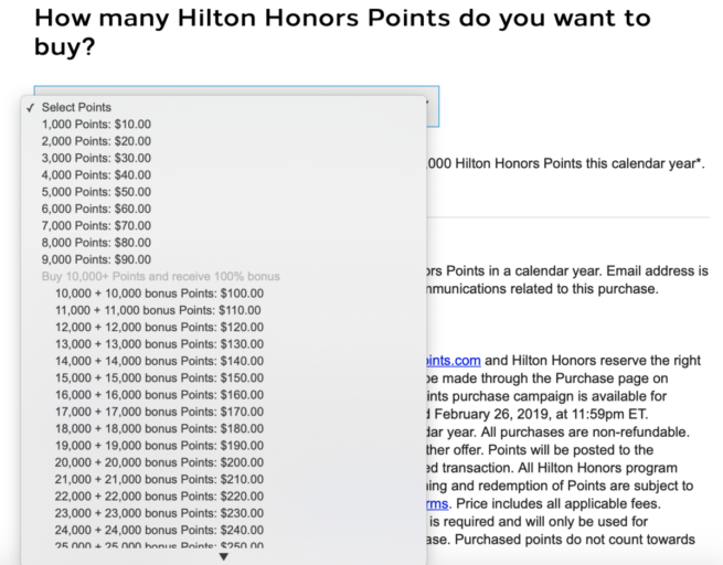 100% bonus Hilton Honors