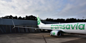 De nieuwe winglets op de B737-800 van Transavia (Bron: Transavia/Fokker)