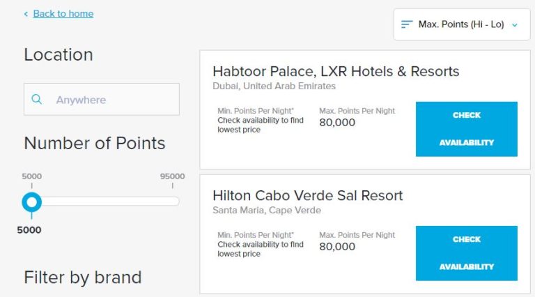 Hilton Points Explorer