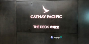 Cathay Pacific The Deck lounge business class Hong Kong Airport