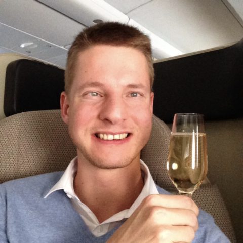 qantas, a380, first class, champagne