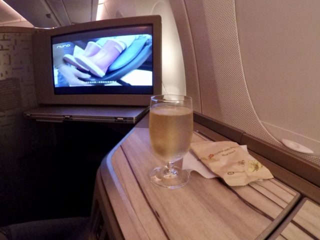 china airlines, a350, business class, champagne