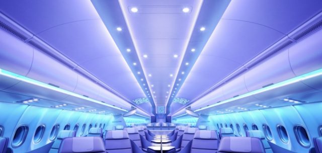 De Airspace cabine uit de A330neo komt ook in de A321XLR (Bron: Airbus)