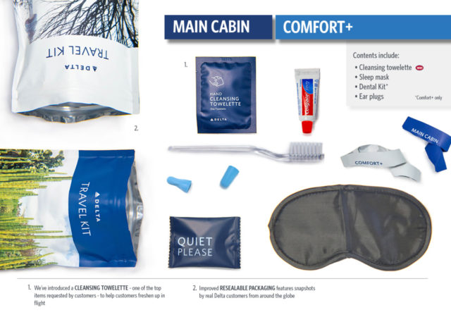 De amenity kit in Delta Main Cabin en Comfort+ (Bron: Delta)