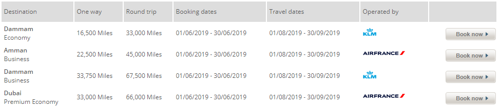 Flying Blue Promo Rewards juni 2019 Azie-Midden Oosten