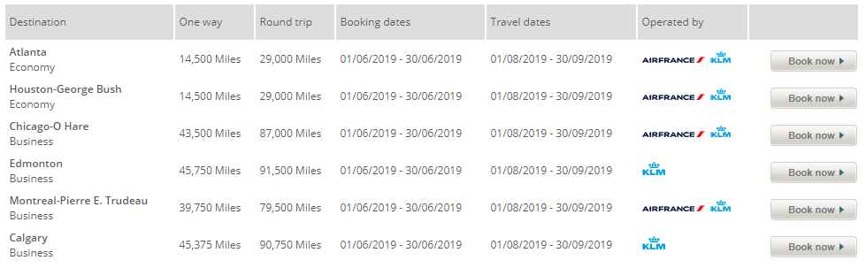 Flying Blue Promo Rewards juni 2019 Noord Amerika