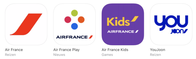 De apps van Air France in de Apple App Store (Bron: iTunes)