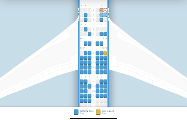 Vernieuwde seatmap in de KLM app (Bron: KLM / Apple App Store)