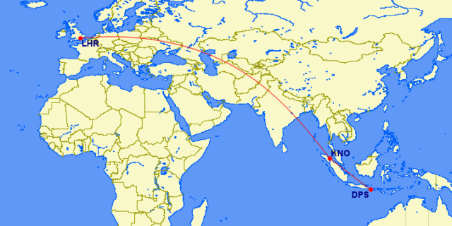 LHR - KNO - DPS ©GCMAPPER