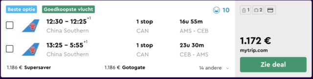 business class deal Amsterdam naar Manilla