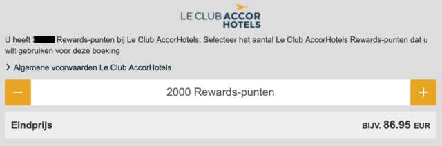 Tijdelijk ook minder AccorHotels Rewards Punten in te wisselen voor korting