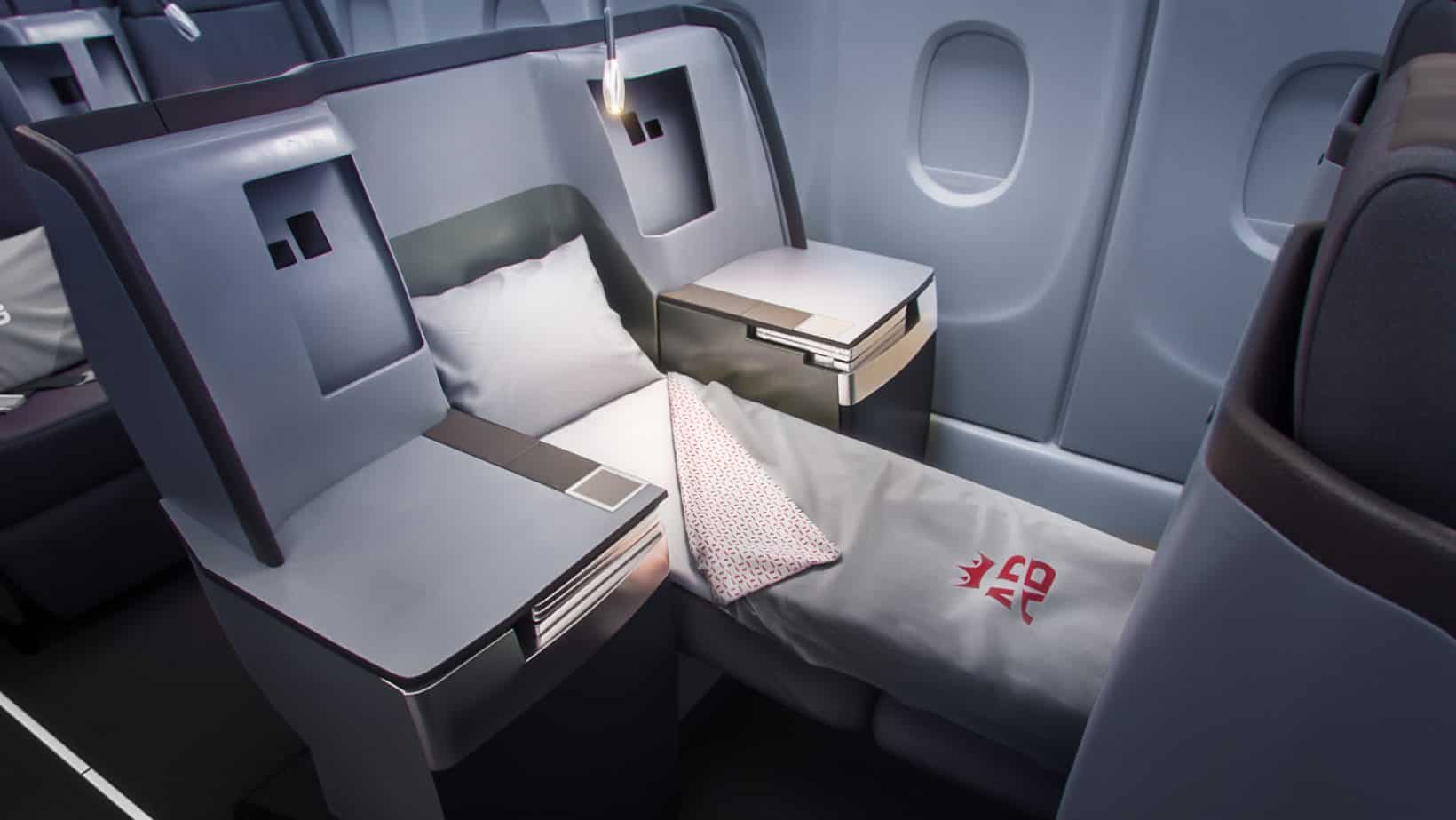 De business class cabine van Air Belgium aan boord van de Airbus A340 (Bron: Air Belgium)