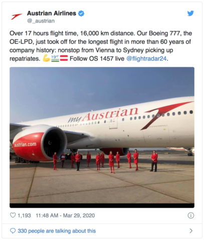 Austrian Airlines tweet