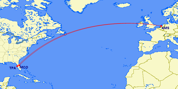 AMS-TPA en AMS-MCO met Delta Air Lines