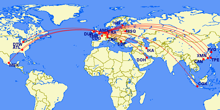 Schiphol routes