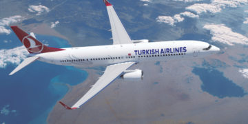 Boeing 737 van Turkish Airlines boven de Rode Zee (Bron: Turkish Airlines)