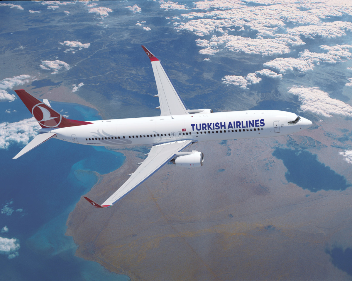 Turkish Airlines Boeing 737 over the Red Sea (Source: Turkish Airlines)