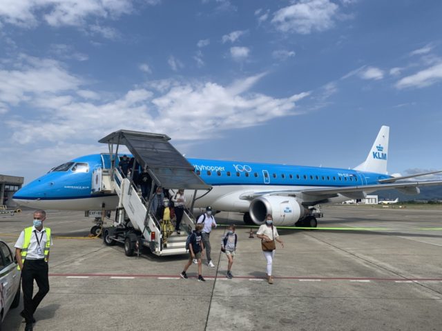 De vlucht vanuit Amsterdam komt mooi op tijd aan in Florence (Bron: eigen foto)