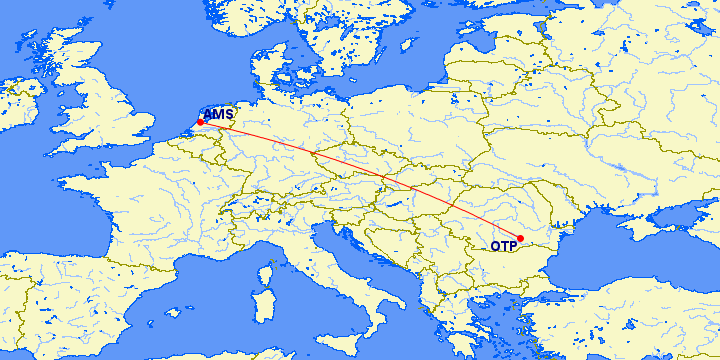 AMS - OTP Blue Air GreatCircleMapper