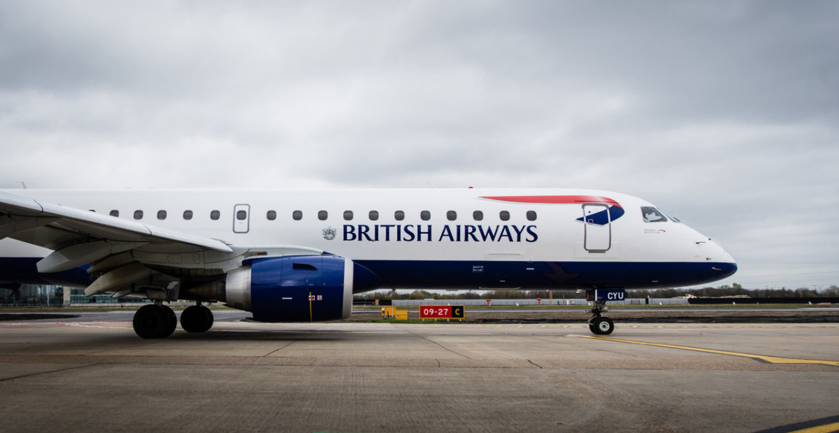 Embraer toestel van BA Cityflyer op de luchthaven van Londen City (Bron: Stuart Bailey voor British Airways)