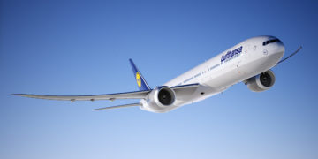 Rendering van een Boeing 777X in Lufthansa livery (Bron: Lufthansa)