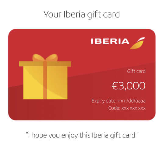 Iberia biedt tijdelijk 25% korting op gift cards (Bron: Iberia)