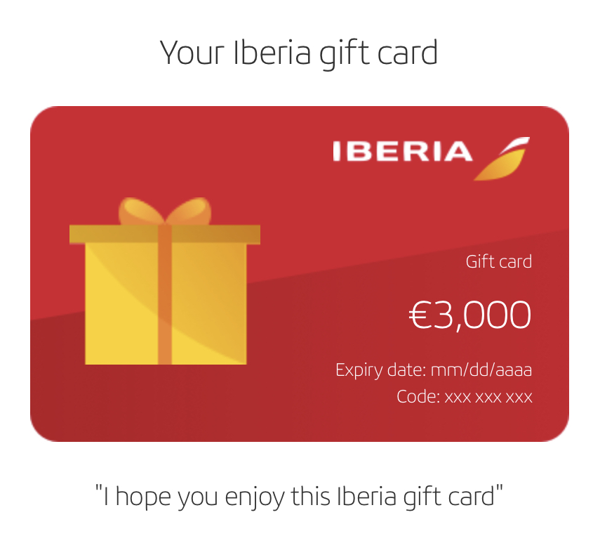 Iberia biedt tijdelijk 25% korting op gift cards (Bron: Iberia)