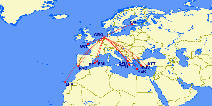 Groningen Airport - GreatCircleMapper