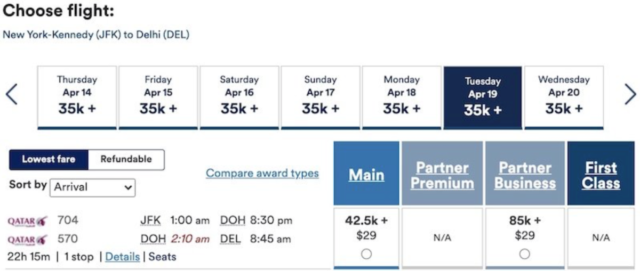 Alaska, Qatar Airways, Miles besteden