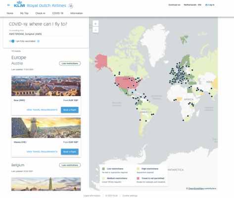 KLM Interactieve Corona-kaart