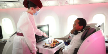 Business Class cabine aan boord van Qatar Airways (Bron: Qatar Airways)