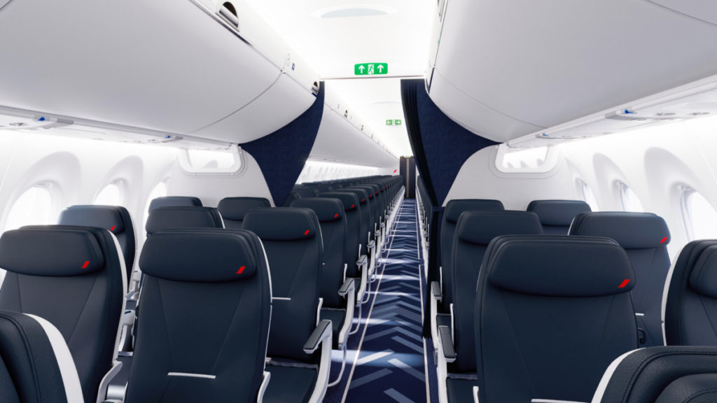 De A220 Business Class cabine van Air France biedt net iets meer privacy dan bij KLM (Bron: Air France)