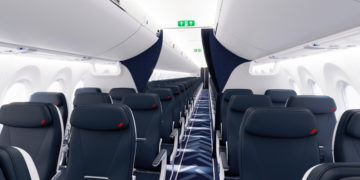 De A220 Business Class cabine van Air France biedt net iets meer privacy dan bij KLM (Bron: Air France)