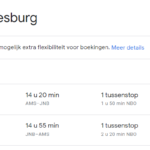 Goedkope Business Class deals naar Zuid-Afrika (Bron: Kenya Airways / Google Flights)