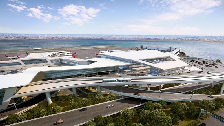 Artist impression van de nieuwe Delta terminal op de luchthaven van New York - LGA (Bron: Delta)