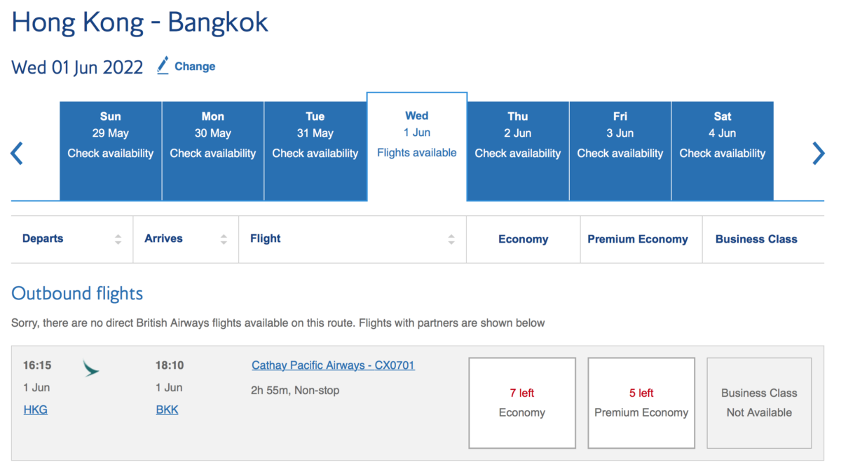 Cathay Pacific award british Airways