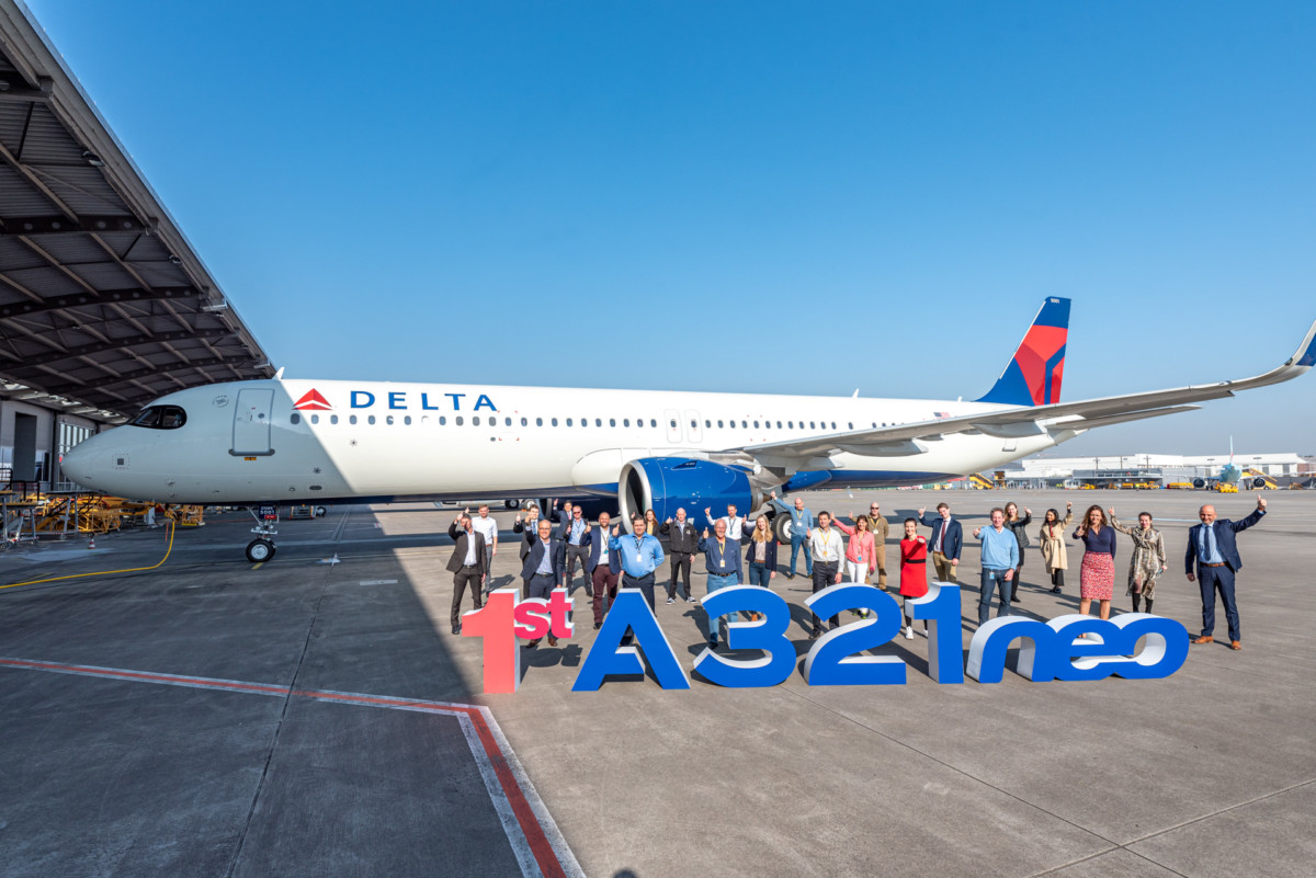 Ontvangst van eerste nieuwe Delta Airbus A321neo in maart 2022.