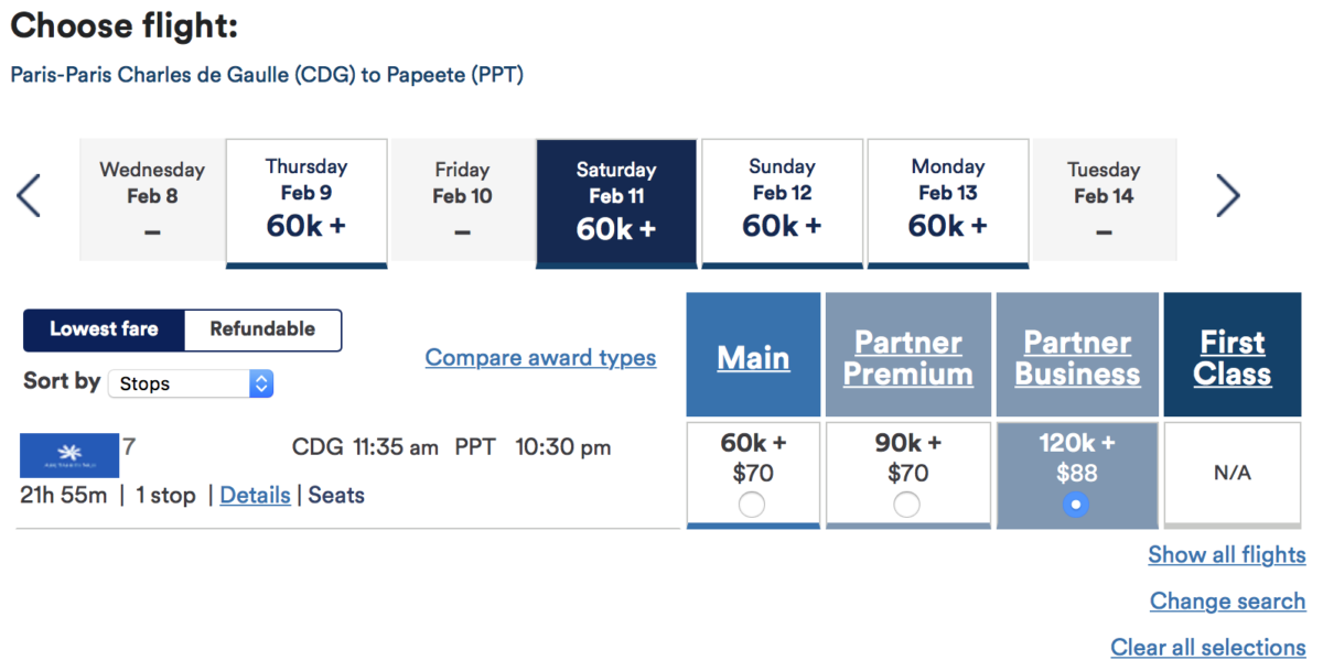 Alaska miles Air Tahiti Nui