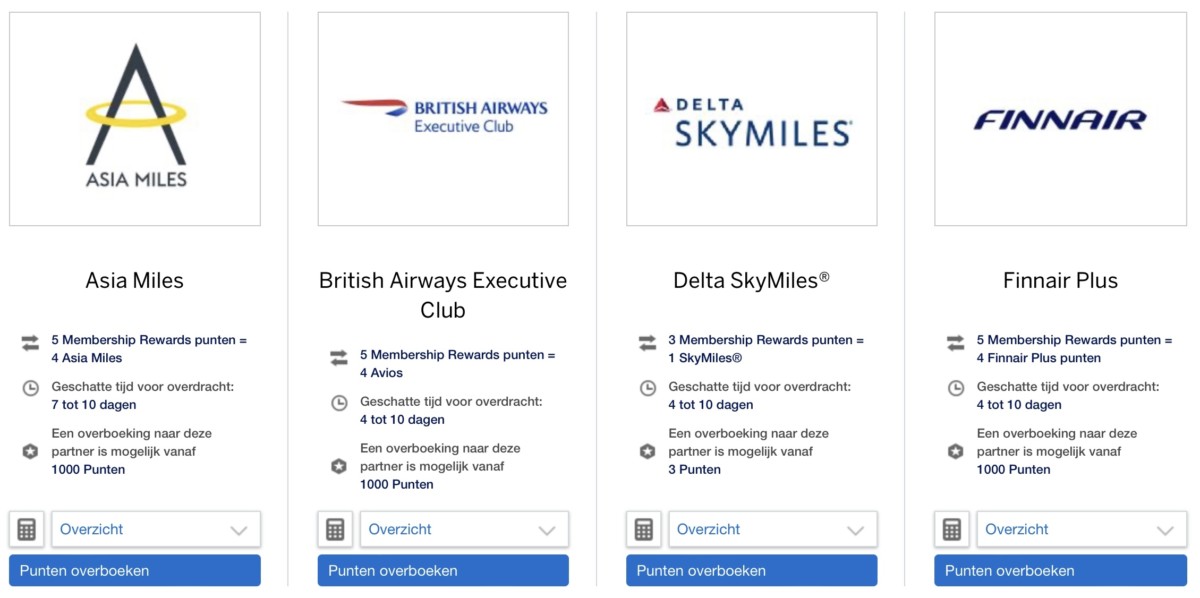 American Express Membership Rewards vliegtickets