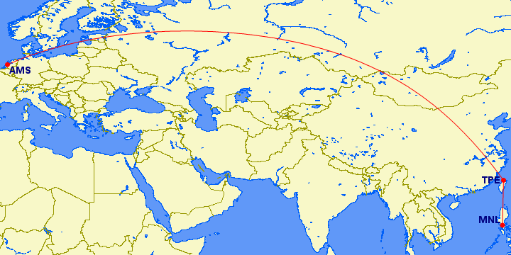 Amsterdam - Taipei - Manilla KLM Copyright GCMAP