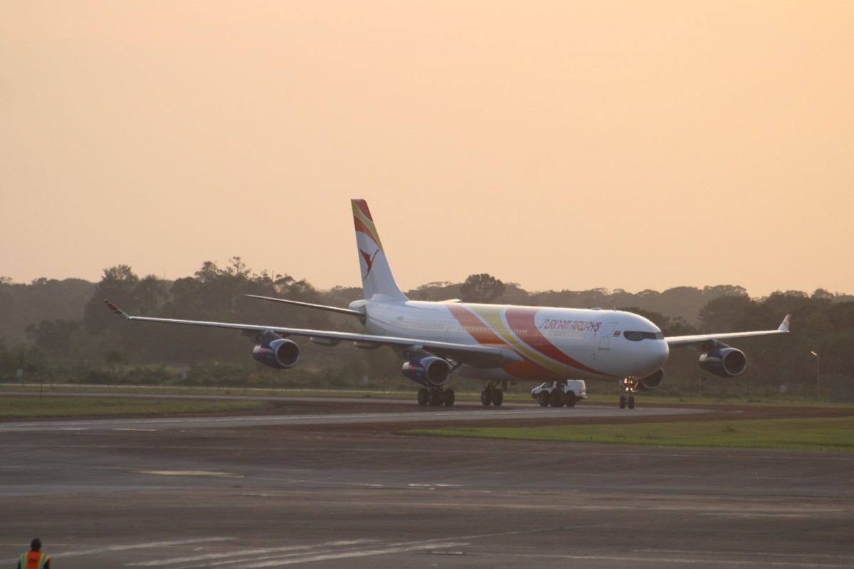 De nieuwe Airbus A340-300 van Surinam Airways (Bron: Surinam Airways op Facebook)