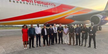 De nieuwe Airbus A340-300 van Surinam Airways (Bron: Surinam Airways op Facebook)