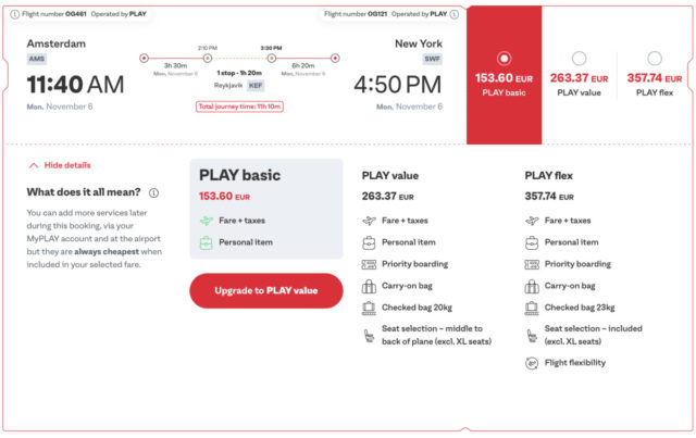 Goedkoop met PLAY van Amsterdam naar New York