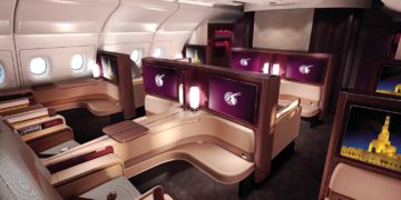 Qatar Airways First Class cabine op de Airbus A380 (Bron: Qatar Airways)