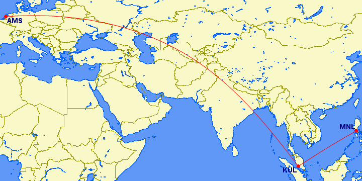 KLM verkoopt nu ook tickets tussen Kuala Lumpur en Manilla