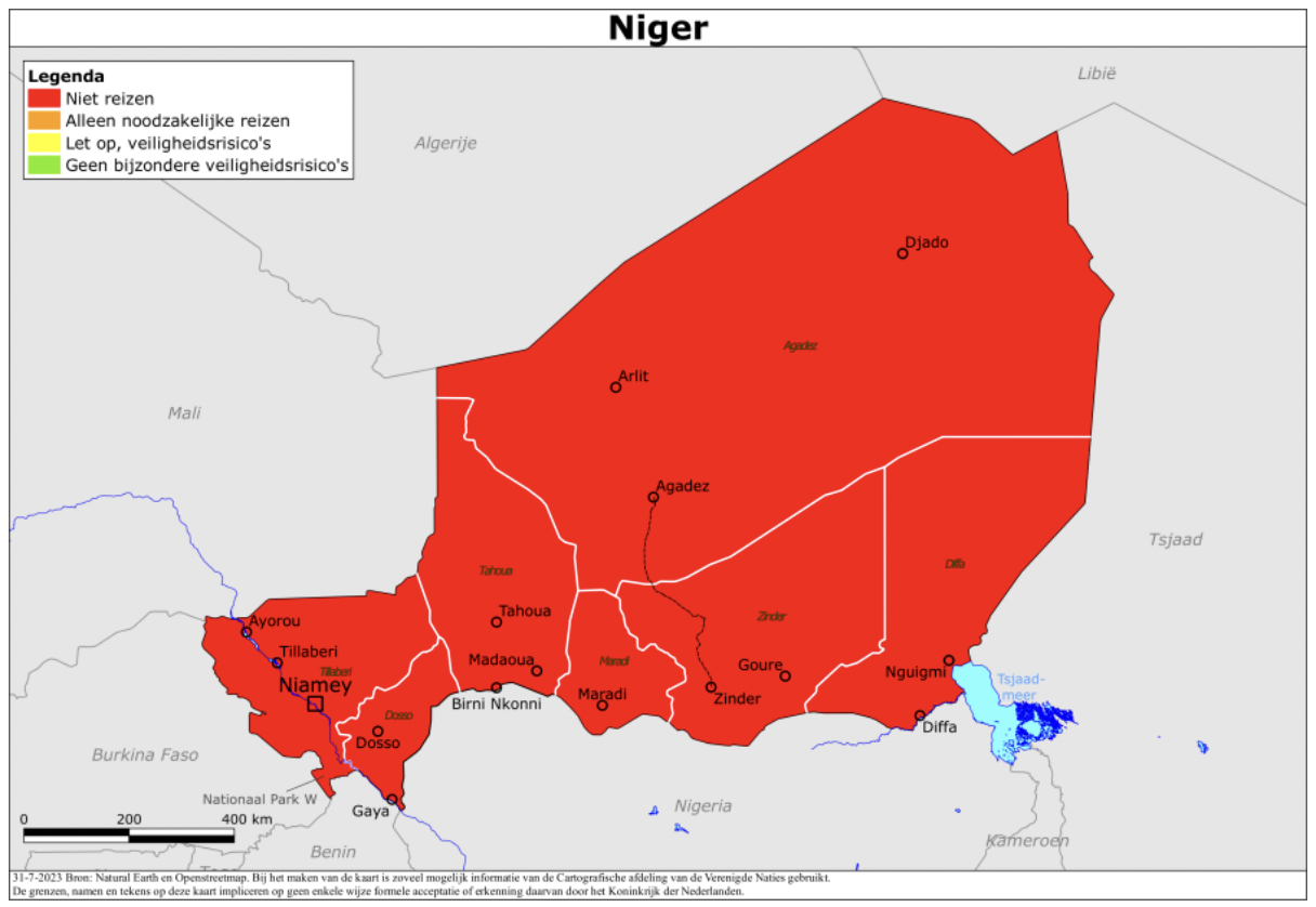 Niger, Reisadvies, Luchtruim gesloten